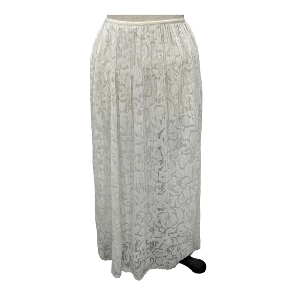 Theory sheer White lace Delva Exhibit pleated maxi skirt - Picture 3 of 9